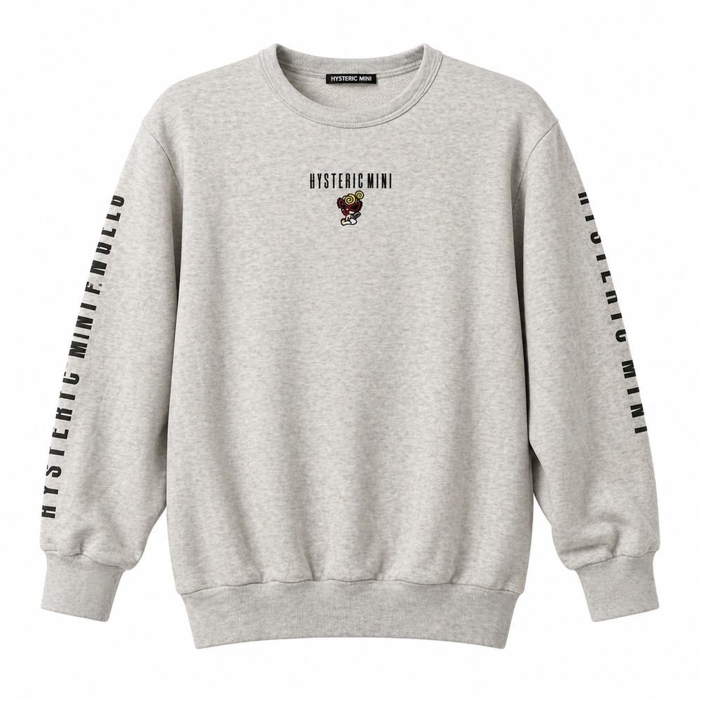 Hysteric Mini Crewneck Sweatshirt Size 140 US 10 Grey Oatmeal Mini-Chan Logo